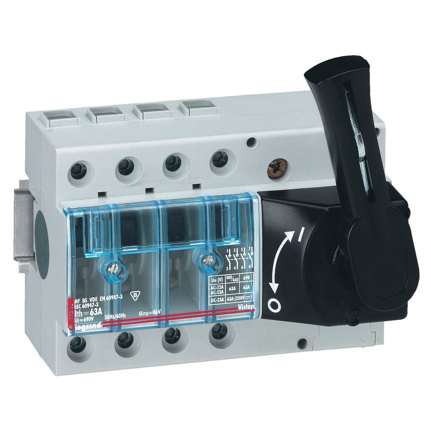 022512 Legrand Vistop Isolating switch 63A 3P, front black handle
