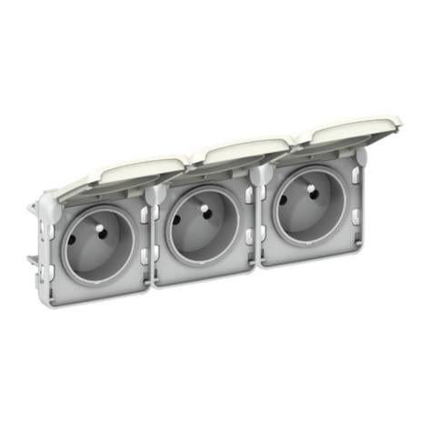 069644 Legrand PLEXO Steckdose 3-fach mit seitlichem Erdungskontakt 16A IP55