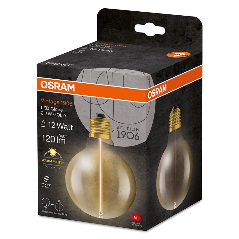 LEMPUTĖ OSRAM LED, G95, E27, 2.2W,120LM, 2700K