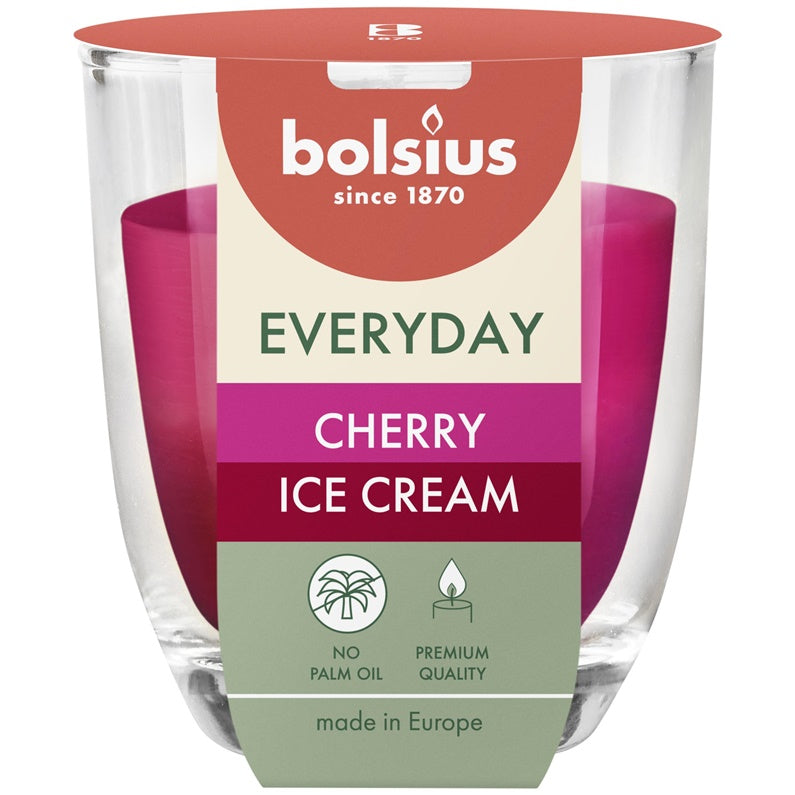 Žvakė aromatinė Bolsius Cherry Ice Cream 21 h Raudona/Rožinė