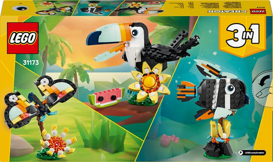 Konstruktor LEGO 3w1 Dzikie Zwierzęta: Tropikalny Tukan 31173