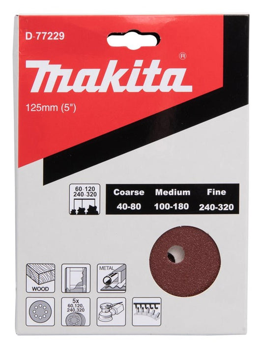 Apvalių šlifavimo popierių komplektas Makita 125mm, 20vnt