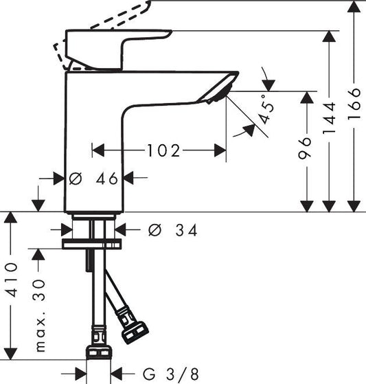 Bateria umywalkowa Hansgrohe Neovis 100 z zaworem chromowana