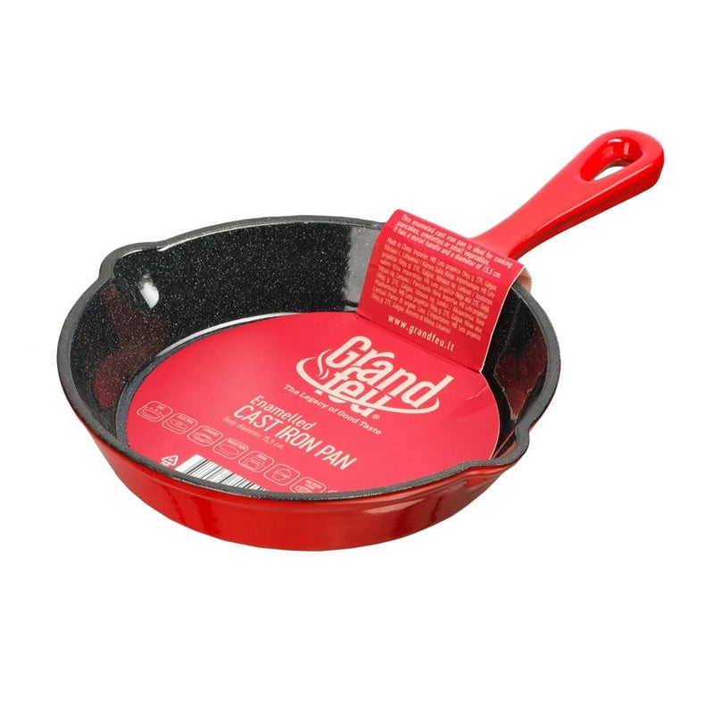 Patelnia żeliwna GRAND FEU FRYP15R, Ø15,5 cm, czerwona