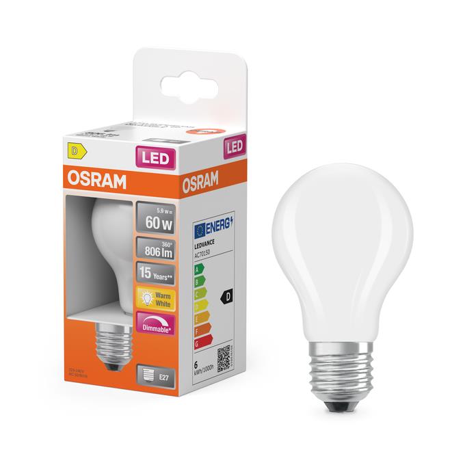 Żarówka Osram LED, A60, E27, 5.9W, 806lm, 2700K, DIM