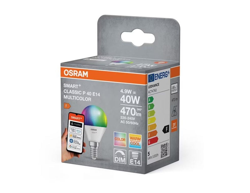 LEMPUTĖ LED WIFI P40 E14 4.9W 470LM RGBW