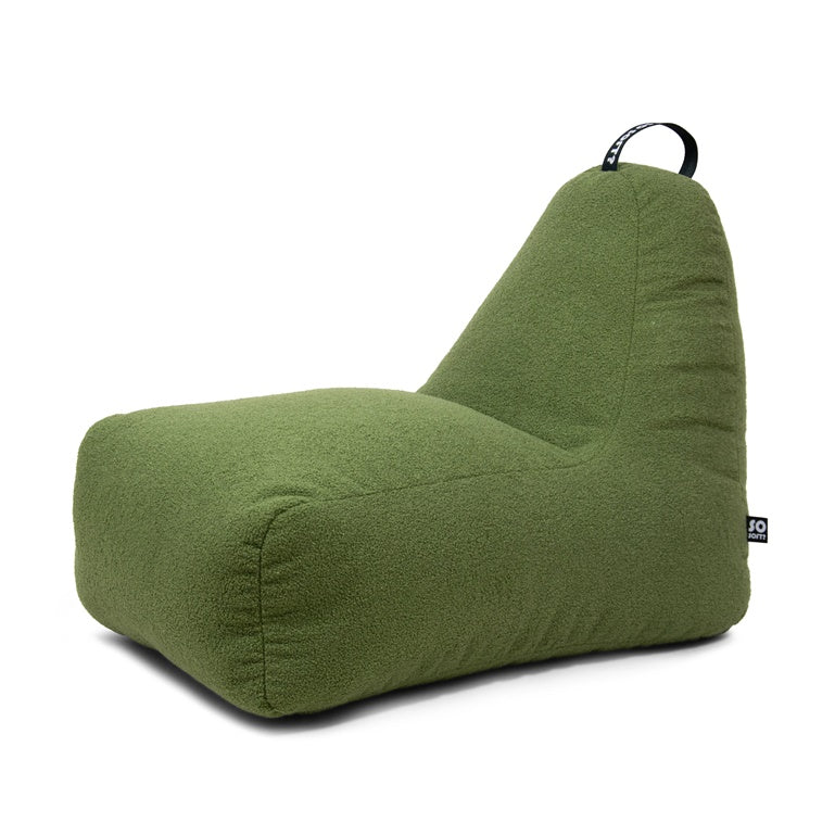 Pufa worek SoSoft Chill XL Teddy, oliwkowa zieleń