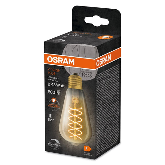 Żarówka LED Osram, ST64, E27, 7 W, 600 lm, 2200 K