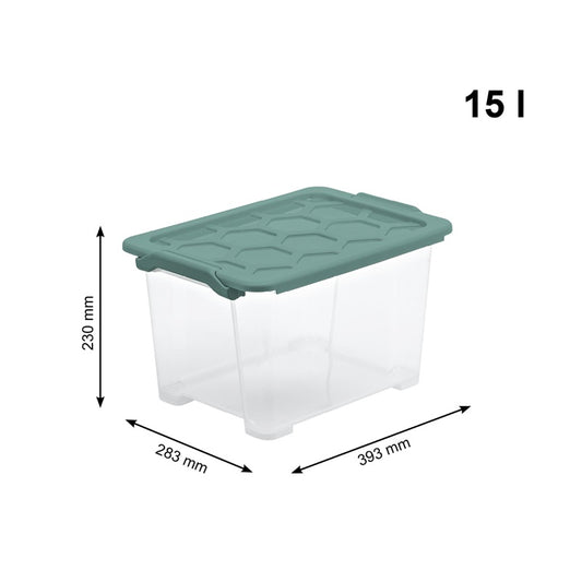 Pojemnik Rotho, 15 l, przezroczysty/zielony, 387 x 279 x 228 mm
