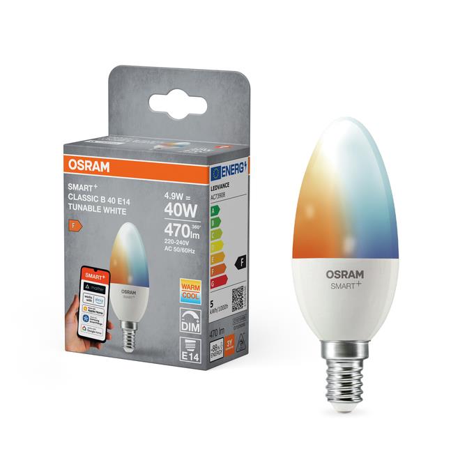 Inteligentna żarówka LED SMART WIFI, B40, 4.9W, E14, 470lm, TW