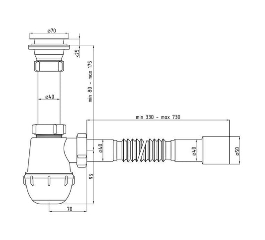 Sifonas Ani Plast A0115, 40 mm
