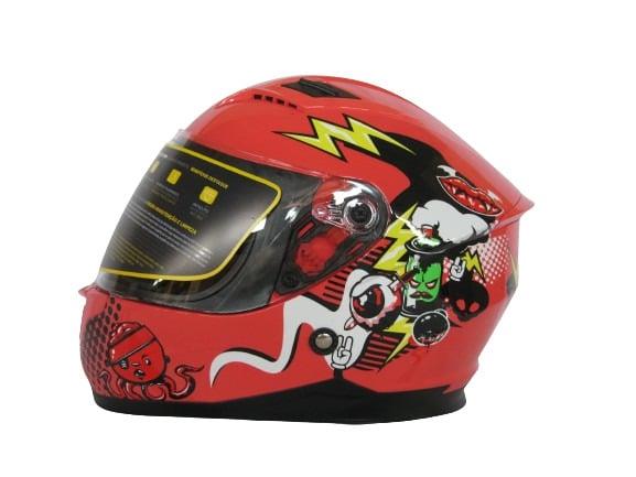 Kask motocyklowy YM-209, M, czerwony