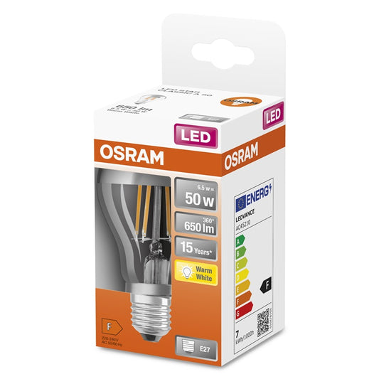 Żarówka LED Osram, A60, E27, 6.5W, 650lm, 2700K, srebrna