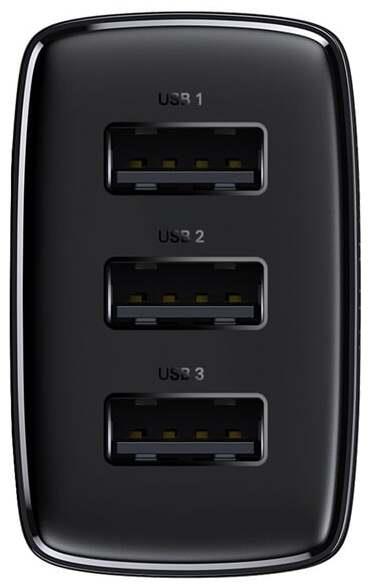 Įkroviklis Baseus CCXJ020101, 3 x USB, juoda