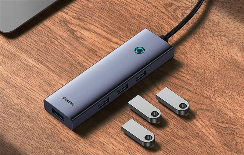 Adapteris Baseus HDMI + 4 x USB 3.0, HDMI/USB-C, 0.1m, 40 W