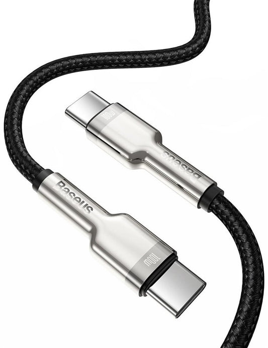 Laidas Baseus CATJK-C01, USB-C, 1 m, sidabro/juoda, 100 W