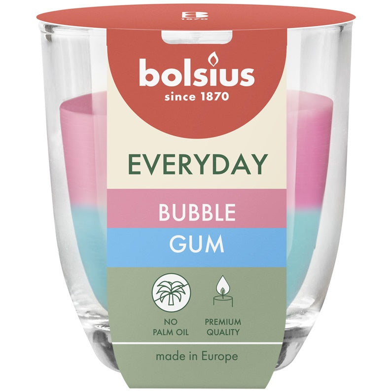 Žvakė, aromatinė Bolsius Bubble Gum, 21 h, Rožinė/Žydra