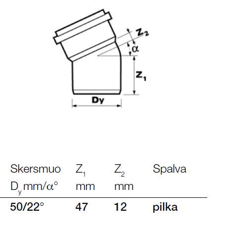 Kolano kanalizacyjne wewnętrzne Wavin, Ø 50 mm, 22°