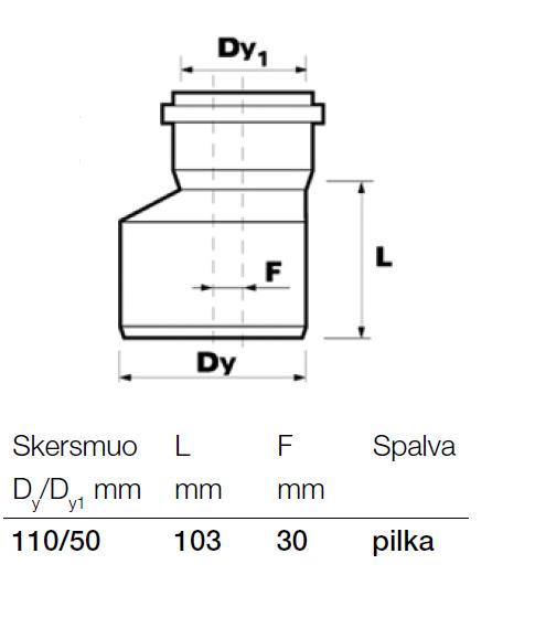 Vidaus kanalizacijos pereiga Wavin, Ø 50 / 110 mm