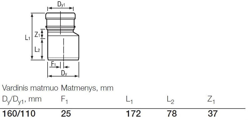 Lauko kanalizacijos pereiga Wavin, Ø 110 / 160 mm