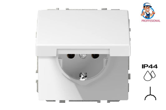 Gniazdo elektryczne LIREGUS MODERN, IP44, biały mat