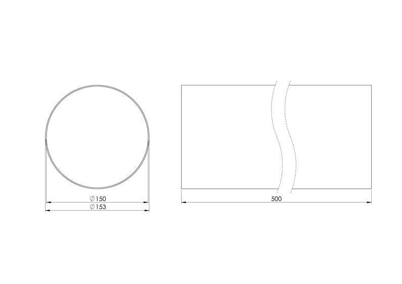 Kanał wentylacyjny EUROPLAST D150, 0,5m