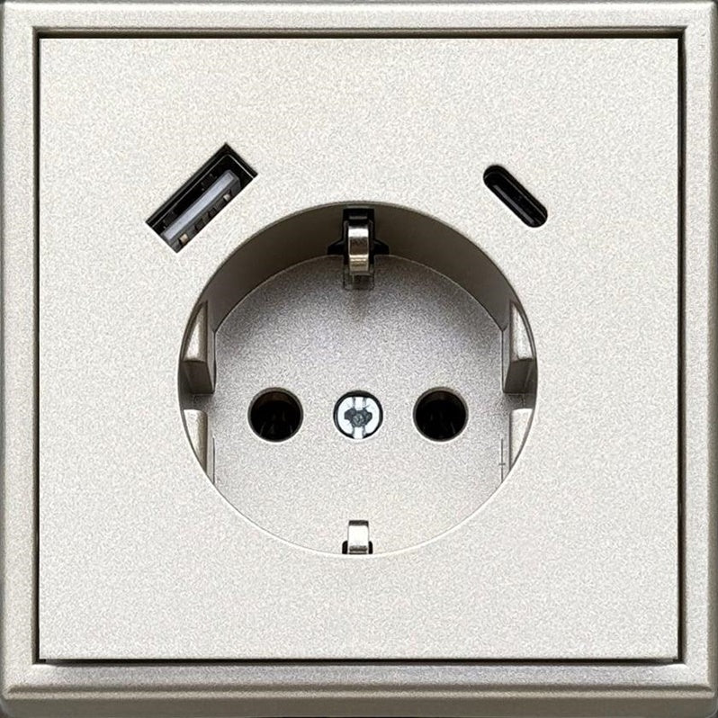 Kištukinis lizdas ir USB A+C kroviklis LIREGUS MODERN,šamp.
