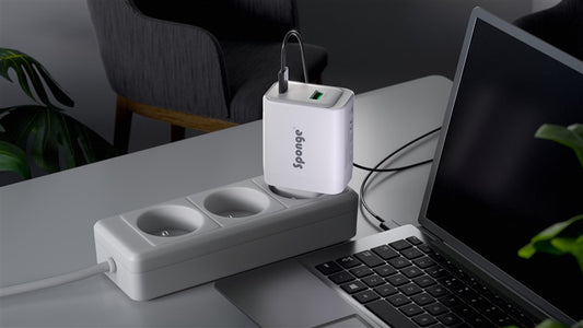 Adapter Sponge C3 65W GaN, USB-C/USB-A, biały