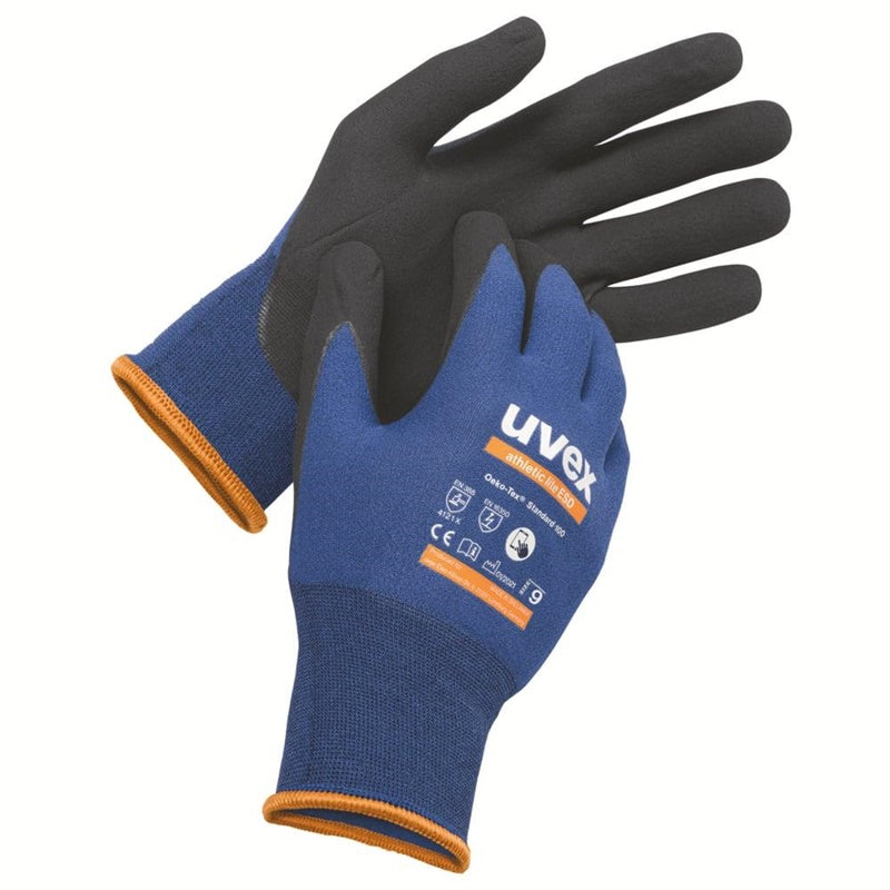 Rękawice robocze Uvex Athletic Lite ESD, niebieskie, 11