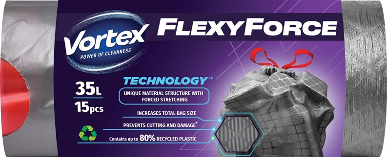 Worki na śmieci Vortex Flexy Force, 35 l, 15 szt.