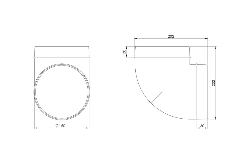 Ventiliacijos alkūnė EUROPLAST AL150-90, D150 90°