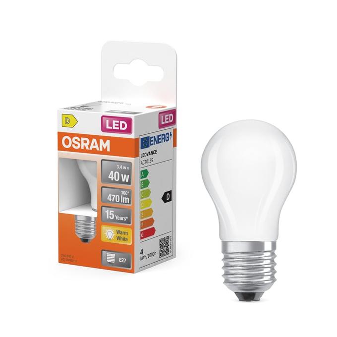 Lemputė Osram LED, P45, E27, 3.4W, 470lm, 2700K
