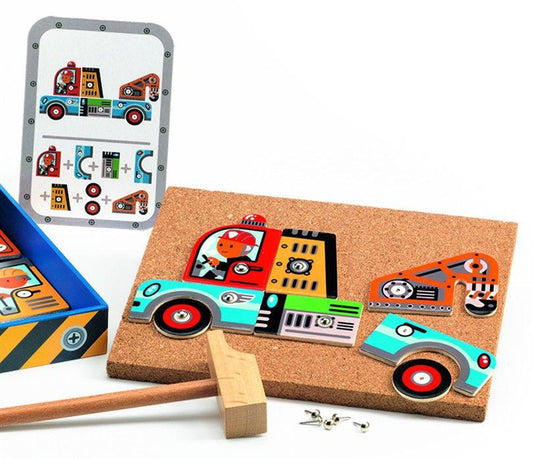 Medinių figūrų gaminimo rinkinys Djeco Vehicles DJ06641