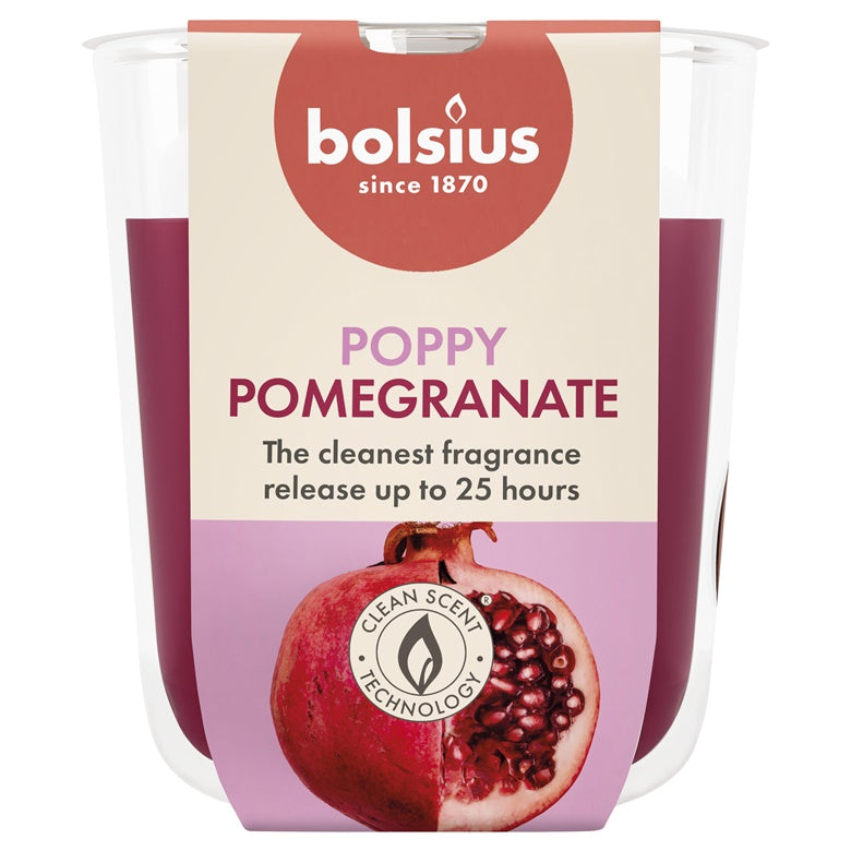 Žvakė, aromatinė Bolsius Poppy Pomegranate, 25 h
