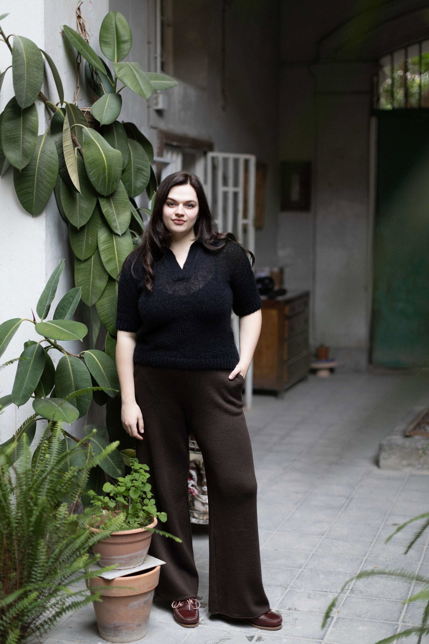 100 % Merino Wide Pants Chocolate