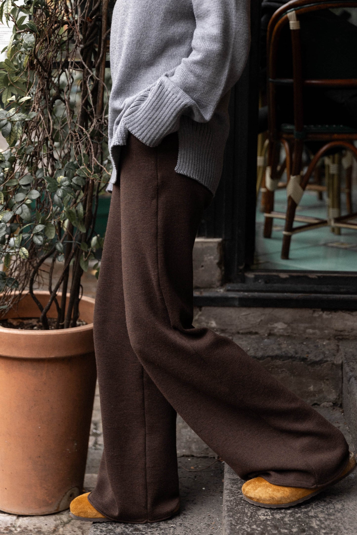 100 % Merino Wide Pants Chocolate