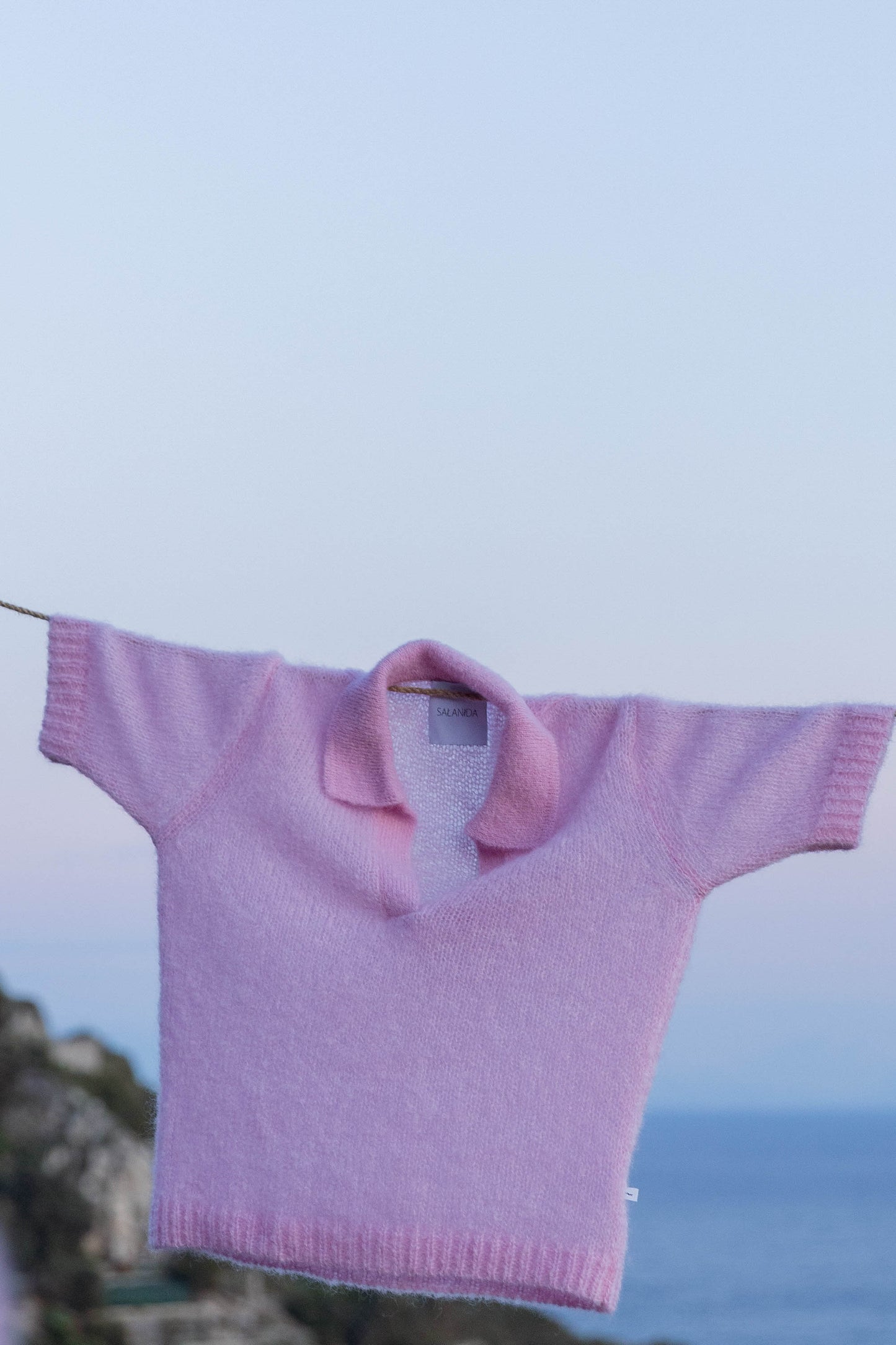 Melody Mohair Poloshirt Rosa