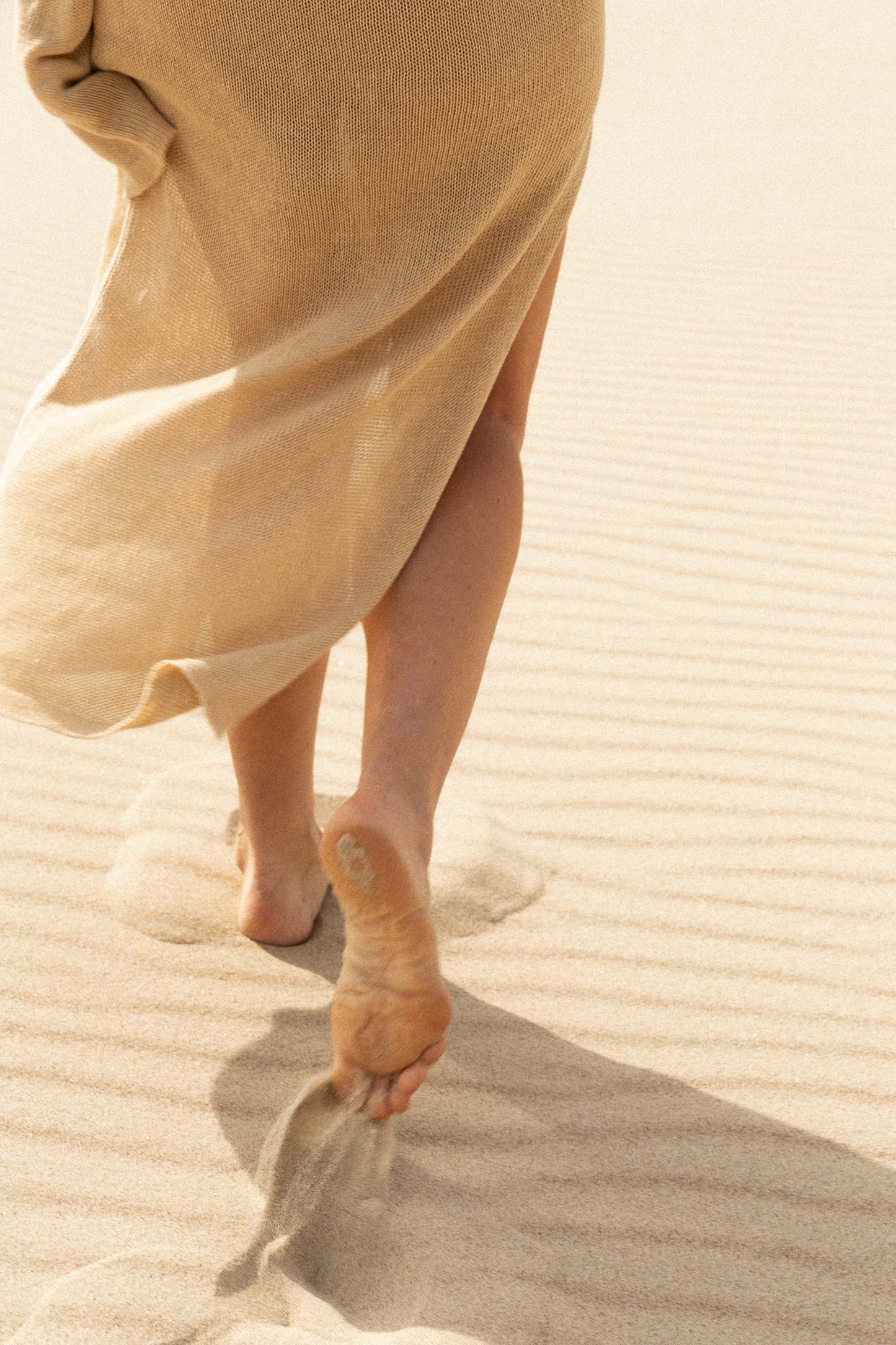 Mare 100% Leinen Langes Kleid Sand