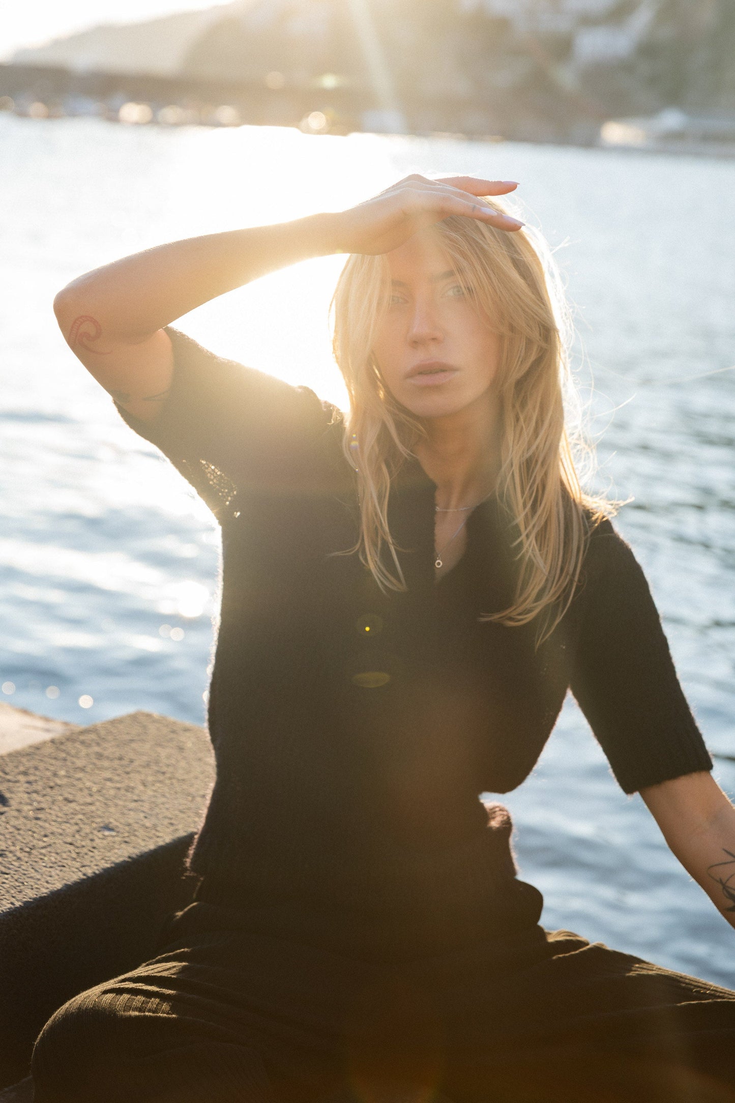 Melody Mohair Poloshirt Schwarz