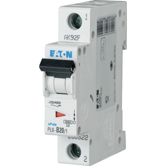 286534 Eaton PL6-C20/1 Miniature circuit breaker 1P C20A 6kA