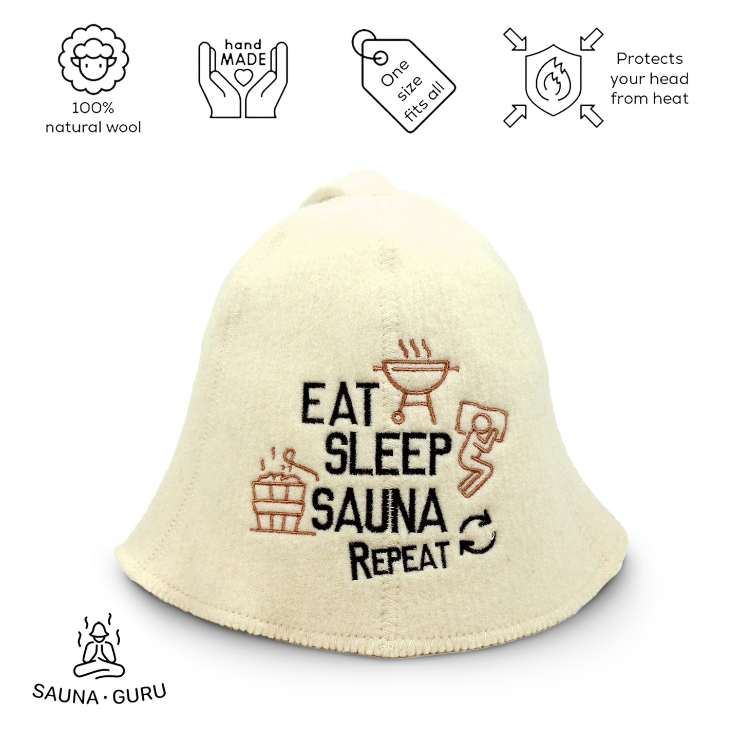 Sauna Hat ‘Sauna Repeat’ 100% Wool