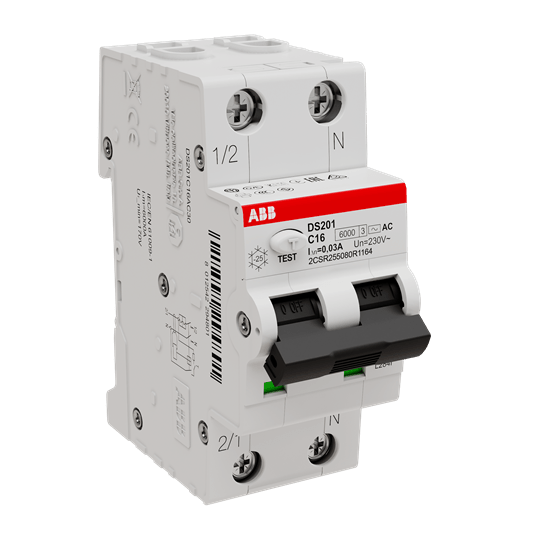 2CSR255080R1164 DS201 C16 AC30 Residual Current Circuit Breaker with Overcurrent Protection