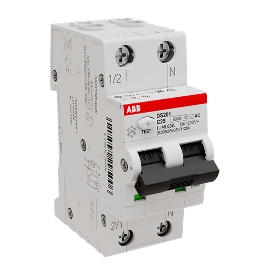 2CSR255080R1254 DS201 C25 AC30 Fehlerstromschutzschalter mit Überstromschutz