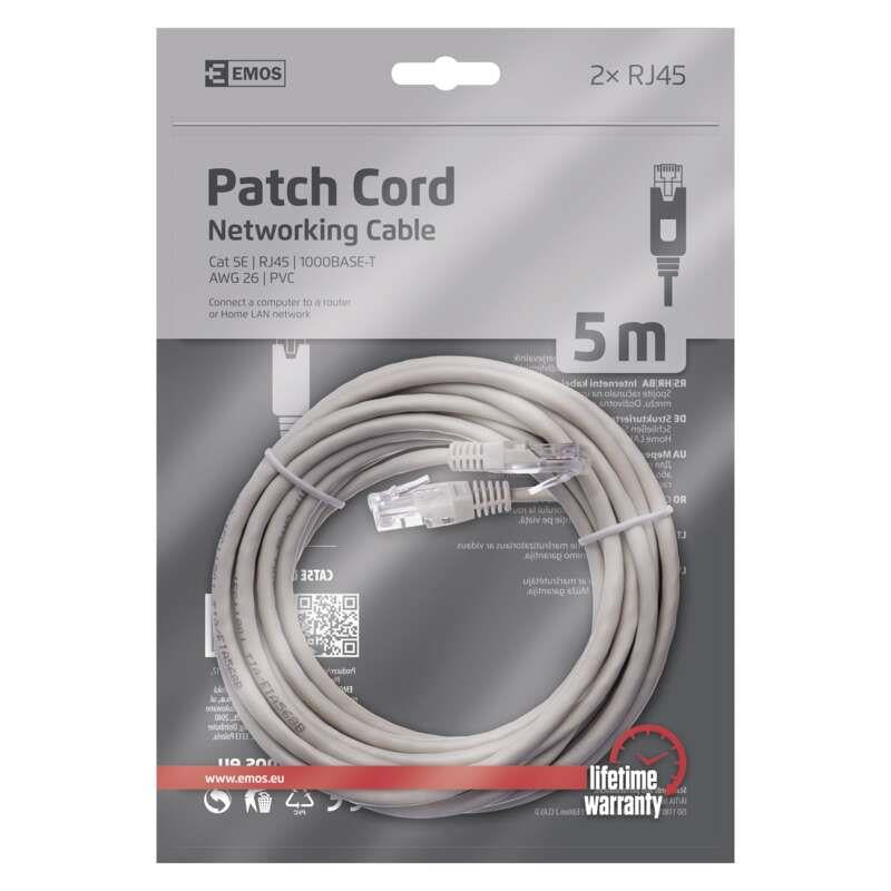 Kabel EMOS RJ-45 M, RJ-45 M, 5m, szary S9125