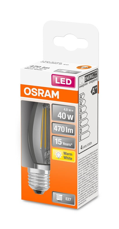ŻARÓWKA OSRAM LED FILAMENTOWA,B35, E27, 3.4/4W, 470LM, 2700K