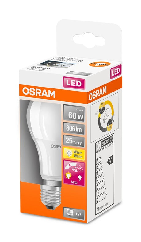 Lemputė Osram LED su sensoriumi, A60 E27 9 W 806 lm, 2700K