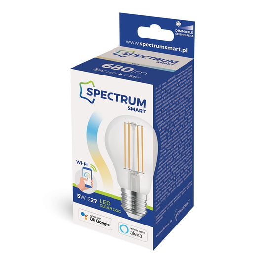 INTELIGENTNA ŻARÓWKA LED, SMART WIFI, A60, 5W, E27, CCT+DIM, CL