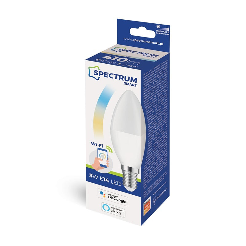 INTELIGENTNA ŻARÓWKA LED, B38, SMART WIFI, 5W, E14, CCT+DIM, FR