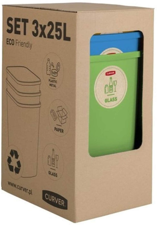 Zestaw koszy do segregacji ECO FRIENDLY, 3 × 25 l