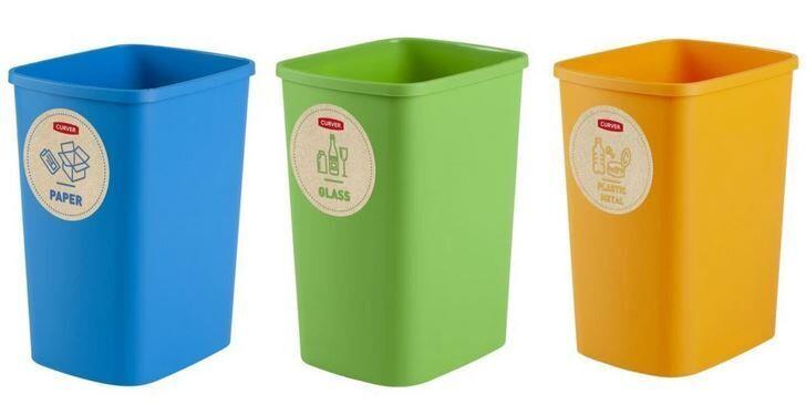 Rūšiavimo šiukšliadėžių rinkinys ECO FRIENDLY, 3 × 9 l